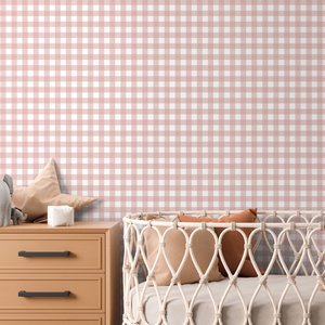 Papel de Parede Infantil Xadrez Vichy Rosa Velho