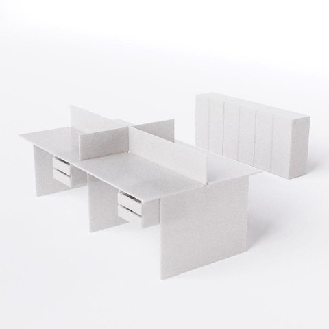 Estação de Trabalho 4 Lugares com Gavetas 2,40x1,20 e 3 Armários Branco