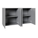 Ver imagem 6 de Mesa Escrivaninha 1,70m Pé Painel C/ 2 Armários Aéreos F5 Cor:cinza Sagrado com Preto
