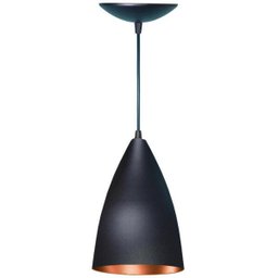 Lustre Pendente Balcão Cozinha Americana Preta Fosco e Cobre - 1