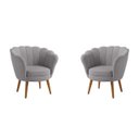 Ver imagem 1 de Kit 2 Poltronas Pétala Sued Cinza Claro Pés Palito - Kimi Design