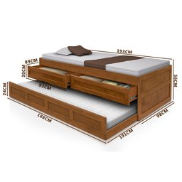 Cama De Solteiro De Abrir e Fechar Com Gavetas Viena Imbuia - 4