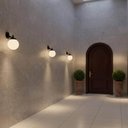 Ver imagem 3 de Kit 4 Arandelas Luminárias Parede Globo Leitoso 33x52 Elegante Preto E27 Dital
