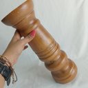 Ver imagem 2 de Castiçal Decorativo de Madeira Natural 37x13x13cm Porta Vela Mesa Jantar Sala