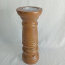 Ver mais imagens de Castiçal Decorativo de Madeira Natural 37x13x13cm Porta Vela Mesa Jantar Sala