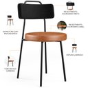 Ver imagem 4 de Cadeira Decorativa Estofada Para Sala De Jantar Barcelona L02 Couríssimo Preto Camel - Lyam Lyam Dec