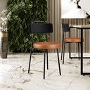 Ver imagem 2 de Cadeira Decorativa Estofada Para Sala De Jantar Barcelona L02 Couríssimo Preto Camel - Lyam Lyam Dec