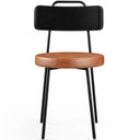 Ver imagem 3 de Cadeira Decorativa Estofada Para Sala De Jantar Barcelona L02 Couríssimo Preto Camel - Lyam Lyam Dec