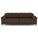 Ver imagem 2 de Sofá Living 3 lugares 232cm Agostino Pés Design em Ferro Couro Marrom Manchado G52 - Gran Belo
