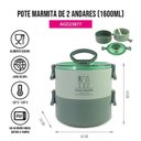 Ver imagem 2 de Pote Marmita de 2 Andares 1600 Ml - Joy Verde