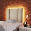 Ver imagem 4 de Cabeceira Estofada Iluminação Led Stella Cama Solteiro 90 Cm Cor:veludo Bege