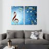 Quadro Arte Notas Musicais Jogo 2 Peças em Tecido - 4