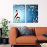 Quadro Arte Notas Musicais Jogo 2 Peças em Tecido - 3