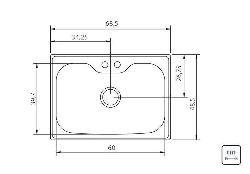 Cuba Morgana Undermount 69x49 Cm em Aço Inox com Acabamento Acetinado com Válvula Tramontina 93806/1 - 4