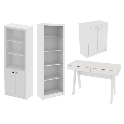 Conjunto para Escritório 4 Peças Branco Tecnomobili