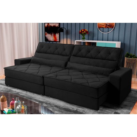 Sofá Retrátil Reclinável 300cm Albany Suede Velut com Molas Ensacadas - King House