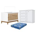 Ver imagem 1 de Berço Americano Flip Branco Acetinado Savana Reller e Cômoda Infantil Americano Branco HP e Colchão