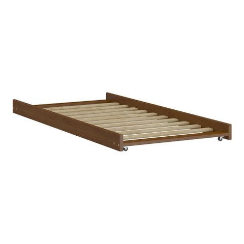 Cama Auxiliar de Solteiro Madeira Maciça para Colchão 88 X 188 Cm com Rodízios Multimóveis