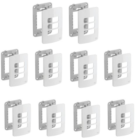 Kit C/10 Placa e Suporte 4x2" 3 Posições Weg Compose Branco