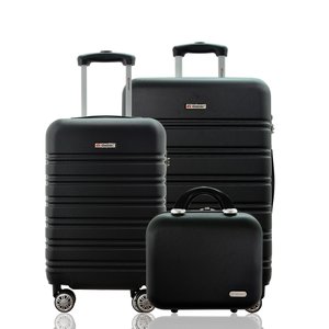 Kit Conjunto 2 Malas Rígidas 360° com Tsa Mais Frasqueira - Gladiador A3Pm Cor: Preto