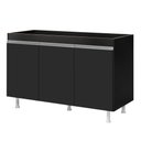 Ver imagem 1 de Balcão Buffet Gabinete de Cozinha Lux 119cm 100% Mdf sem Tampo 03 Portas Preto - Abmaza