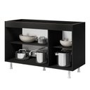 Ver imagem 7 de Balcão Buffet Gabinete de Cozinha Lux 119cm 100% Mdf sem Tampo 03 Portas Preto - Abmaza