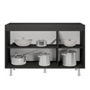 Ver imagem 3 de Balcão Buffet Gabinete de Cozinha Lux 119cm 100% Mdf sem Tampo 03 Portas Preto - Abmaza