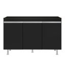 Ver mais imagens de Balcão Buffet Gabinete de Cozinha Lux 119cm 100% Mdf sem Tampo 03 Portas Preto - Abmaza