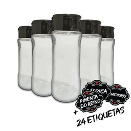 Pote Tempero Kit 8 Potes+24 Etiquetas Titulos Etiqueta Preta - 5 Pote Tempero Kit 8 Potes+24 Etiquetas Titulos Etiqueta Preta - 5