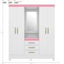 Ver imagem 2 de Guarda Roupa Casal 4 Portas com Espelho e 3 Gavetas Colombo Branco-rosa-branco