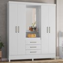 Ver imagem 1 de Guarda Roupa Casal 4 Portas com Espelho e 3 Gavetas Colombo Branco-rosa-branco