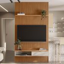 Ver imagem 7 de Painel Ripado para Tv 60 Pol Slats e Bancada Lisa 141x250cm L05 Nature Off White - Lyam Decor