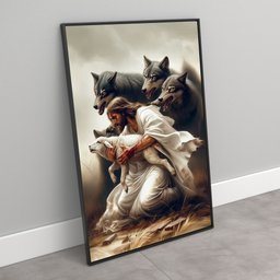 Quadro Decorativo Jesus Protegendo o Cordeiro Dos Lobos Sala Quarto Casa Escritório - 5