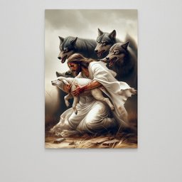 Quadro Decorativo Jesus Protegendo o Cordeiro Dos Lobos Sala Quarto Casa Escritório - 8