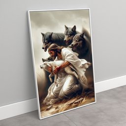 Quadro Decorativo Jesus Protegendo o Cordeiro Dos Lobos Sala Quarto Casa Escritório - 3