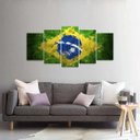 Ver imagem 2 de Quadro Arte Bandeira Do Brasil Mosaico 5 Peças