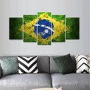 Ver imagem 1 de Quadro Arte Bandeira Do Brasil Mosaico 5 Peças