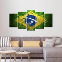 Ver imagem 3 de Quadro Arte Bandeira Do Brasil Mosaico 5 Peças