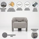 Ver imagem 6 de Poltrona Curva Orgânica Moderna Linho Bege Linha Premium com Sapatas Plasticas Sala Quarto Recepção