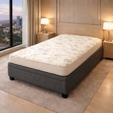 Colchão Branco Estampado D33 Solteiro em Poliester Resistente 188x88x12cm