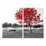 Quadro Árvore da Vida Vermelha Banco da Praça em Tecido - 1