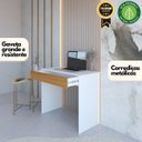 Ver imagem 3 de Mesa Escrivaninha Sevilha 1 Gaveta Branco/freijó