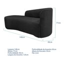 Ver imagem 3 de Recamier Curvo Orgânico 140cm 2 Lugares Lado Esquerdo para Sala de Estar Linho Paris