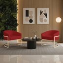 Ver imagem 1 de Poltrona Sala Decorativa Kit 2 Arielle Industrial Champanhe Veludo D03 - D’Rossi