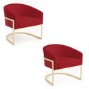 Ver imagem 2 de Poltrona Sala Decorativa Kit 2 Arielle Industrial Champanhe Veludo D03 - D’Rossi