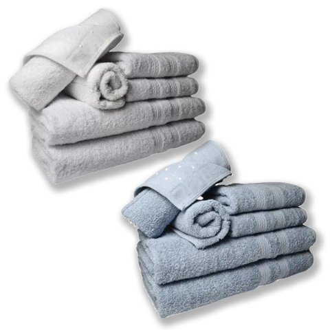Jogo de Toalhas 4 Banhos 4 Rostos 4 Pisos Grande Grossa Branco+azul