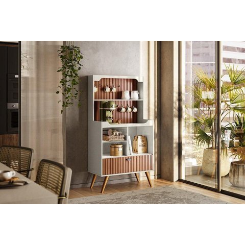 Cantinho Cafe Rubi Off White Perolizado/tauari Ripado - Lukaliam