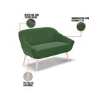 Ver imagem 5 de Kit 01 Namoradeira 02 Lugares e 01 Poltrona Giovana Suede Pés Palito Natural - D’Rossi - Verde
