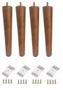 Ver imagem 1 de Kit 4 Pé Palito 40cm Amendoa Marrom Claro + Chapinha Inclinada + Parafuso