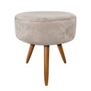 Ver imagem 3 de Kit 2 Puffs Banqueta Redonda Nina Veludo Bege Pés Palito Castanho - Slk Decor